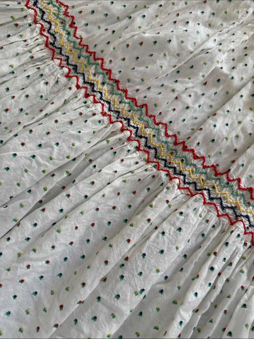 Doen White Eyelet Maxi Dress with Colorful Smocking - Picture 4 of 4